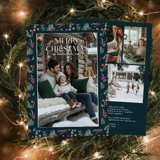 Winter Botanicals Coquette Bow | Elegant Photo Feestdagenkaart