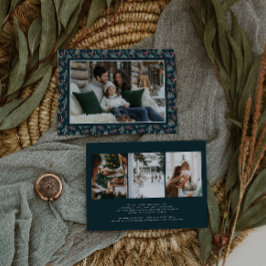 Winter Botanicals Coquette Strik | Elegante foto Feestdagenkaart