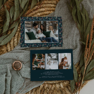 Winter Botanicals Coquette Strik Elegante foto Feestdagenkaart
