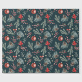 Winter Botanicals Coquette Strik | Kerstmis Cadeaupapier (Vlak)