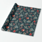 Winter Botanicals Coquette Strik | Kerstmis Cadeaupapier (Uitgerold)