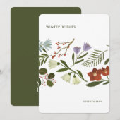 Winter Botanicals Corporate Branded Holiday Feestdagenkaart (Voorkant / Achterkant)