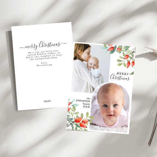 Winter Botanicals Elegant Christmas 2 Foto Feestdagenkaart