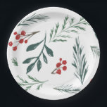 Winter Botanicals Elegant Holiday Papieren Bordje<br><div class="desc">Kenmerken elegante waterverf wintery botanicals. Zeker om een stijlvolle en feestelijke verklaring te maken dit vakantieseizoen!</div>