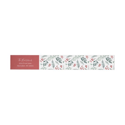 Winter Botanicals Elegant Holiday Return Address Adreslabel Wikkel (Individueel)