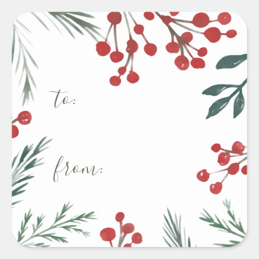 Winter Botanicals Elegant kerstcadeau voor de fees Vierkante Sticker (Voorkant)