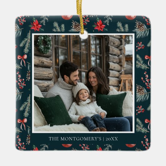 Winter Botanicals | Elegant Photo Christmas Keramisch Ornament (Voorkant)