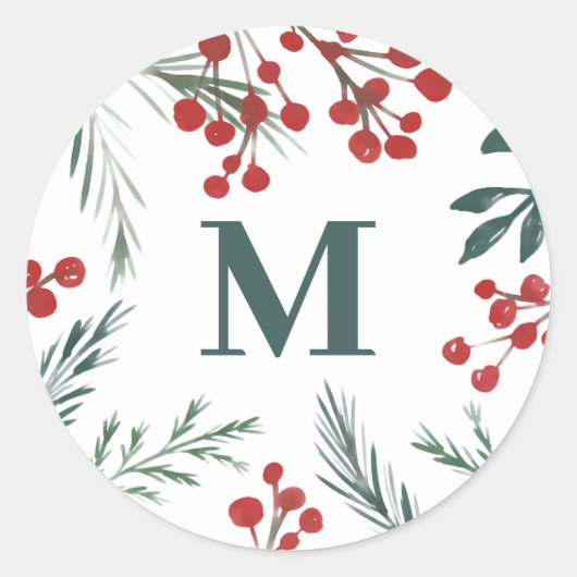 Winter Botanicals Elegante envelopzegel Ronde Sticker (Voorkant)