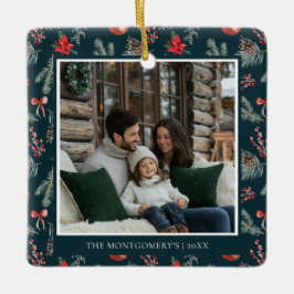 Winter Botanicals | Elegante Foto Kerstmis Keramisch Ornament