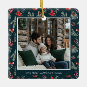 Winter Botanicals   Elegante Foto Kerstmis Keramisch Ornament