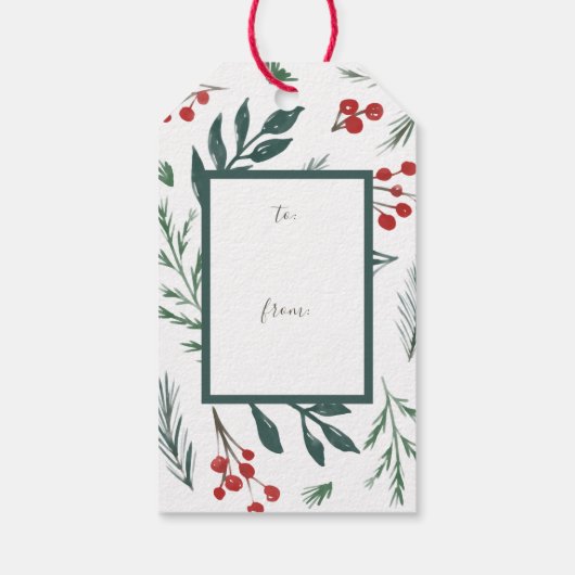 Winter Botanicals Elegante kerstvakantie naar Cadeaulabel (Achterkant)