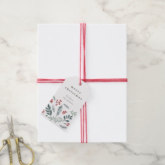 Winter Botanicals Elegante kerstvakantie naar Cadeaulabel (Met Touw)