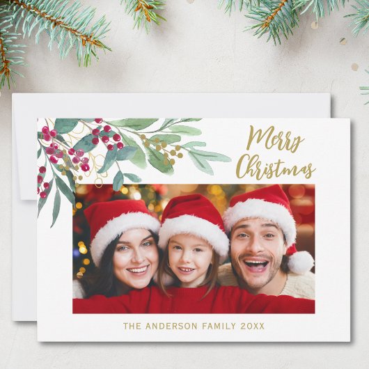 Winter Botanicals Foto Kerstmis Feestdagenkaart