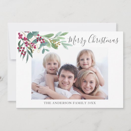Winter Botanicals Foto Kerstmis Feestdagenkaart (Voorkant)