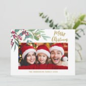 Winter Botanicals Foto Kerstmis Feestdagenkaart (Staand voorkant)