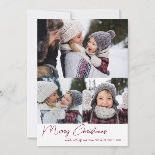 Winter Botanicals Kerst Drie Foto Feestdagenkaart (Voorkant)