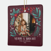 Winter Botanicals Kerst Foto Keramisch Ornament (Links)