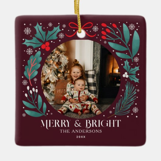 Winter Botanicals Kerst Foto Keramisch Ornament (Voorkant)