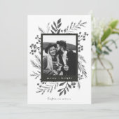 Winter Botanicals Kerst Foto Zwart Wit Feestdagenkaart (Staand voorkant)