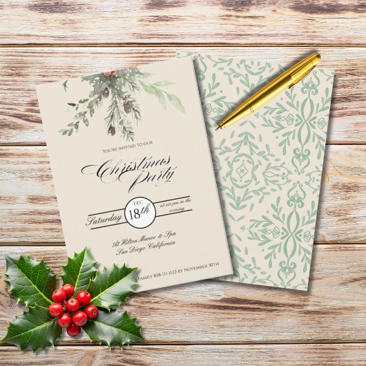 Winter Botanicals Kerstfeest Foliage Feestje Kaart