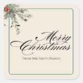 Winter Botanicals Kerstfeest Party Foliage Vierkante Sticker (Voorkant)