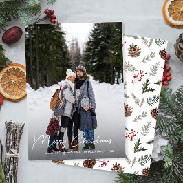 Winter Botanicals Kerstmis Familie Foto Feestdagenkaart