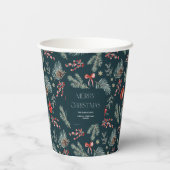 Winter Botanicals | Monogram Kerstmis Papieren Bekers (Achterkant)