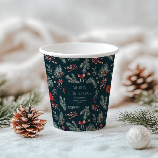 Winter Botanicals | Monogram Kerstmis Papieren Bekers