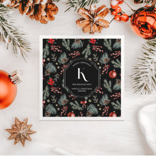Winter Botanicals   Monogram Kerstmis Servet
