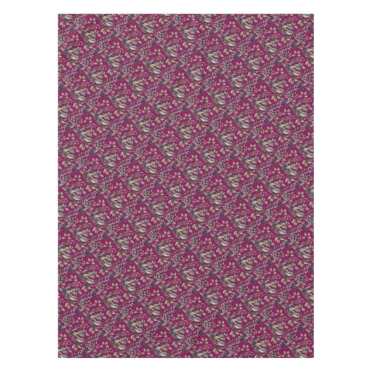 Winter Botanicals Rustic Burgundy Christmas Tafelkleed (Voorkant)