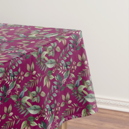 Winter Botanicals Rustic Burgundy Christmas Tafelkleed (Voorbeeld)