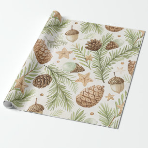 Winter Botanicals & Sneeuwvlokken - Rustieke Feest Cadeaupapier