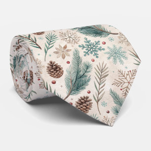 Winter Botanicals & Sneeuwvlokken - Rustieke Feest Stropdas