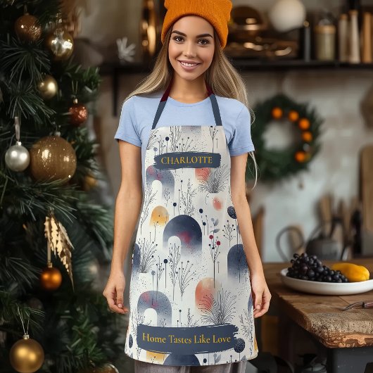 Winter Botanisch Abstract Schort met aangepaste na