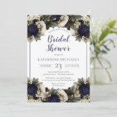 Winter Botanisch Blauw | Winterwit Vrijgezellenfee Kaart (Staand voorkant)