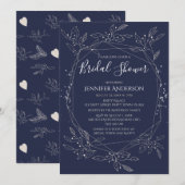 Winter Botanisch Blauw Wit Vrijgezellenfeest Kaart (Voorkant / Achterkant)