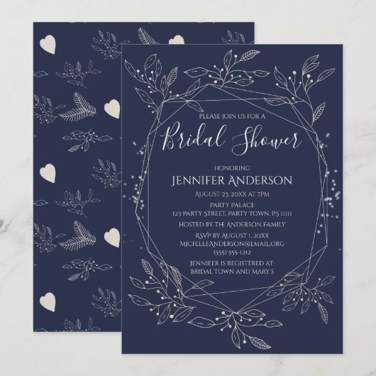 Winter Botanisch Blauw Wit Vrijgezellenfeest Kaart (Voorkant / Achterkant)