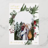 Winter Botanisch Fotolijstje Twee Kerstmis Folie Feestdagenkaart (Voorkant)