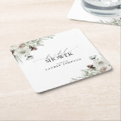 Winter Botanisch groen Elegant Vrijgezellenfeest Kartonnen Onderzetters (Schuin)