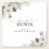 Winter Botanisch groen Elegant Vrijgezellenfeest Kartonnen Onderzetters (Voorkant)