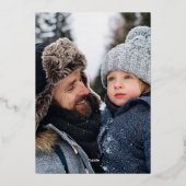 Winter Botanisch Kader Groen Twee Foto Kerstmis Folie Feestdagenkaart (Achterkant)