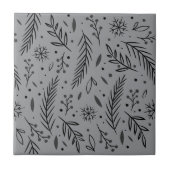 Winter Botanisch Keramisch Tegeltje – Grijs (Voorkant)