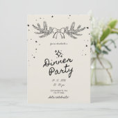 Winter Botanisch Kerst Dinnerfeest Kaart (Staand voorkant)