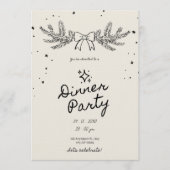 Winter Botanisch Kerst Dinnerfeest Kaart (Voorkant)