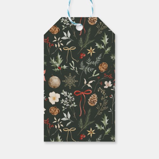 Winter Botanisch Kerstfeest Cadeaulabel (Achterkant)