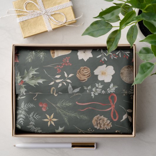 Winter Botanisch Kerstfeest Tissuepapier (Geschenk)