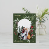 Winter Botanisch Lijst Foto groen Folie Feestdagen Briefkaart (Staand Voorkant)