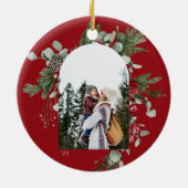 Winter Botanisch Lijst Rode Foto Keramisch Ornament (Achterkant)