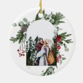 Winter Botanisch Lijst White Keramisch Ornament (Achterkant)