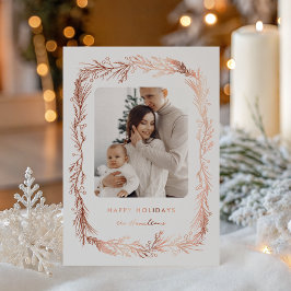 Winter Botanisch Loof Bladeren Bessen Kerstmis Folie Feestdagenkaart